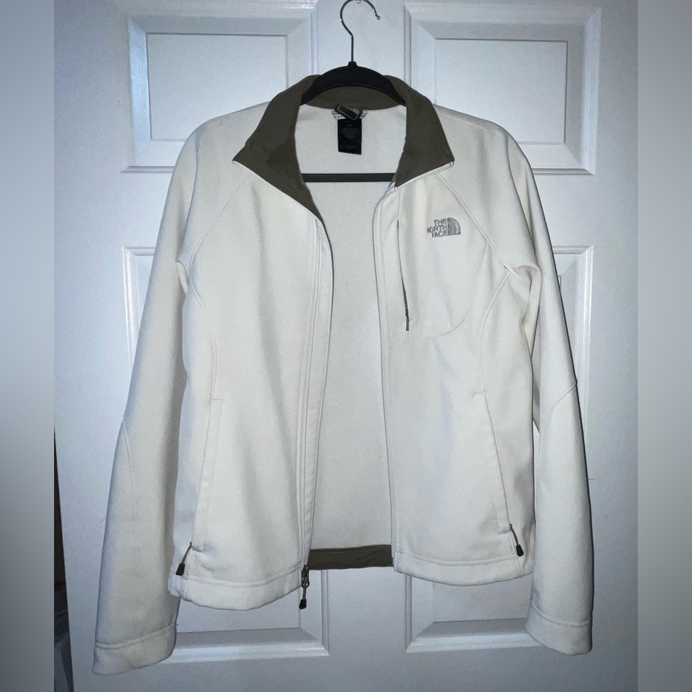 North Face Jacket White and Greenish Grey Women’s Size Medium